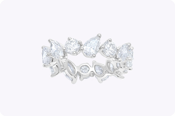 4.76 Carats Total Mixed-Cut Diamond Eternity Ring in White Gold