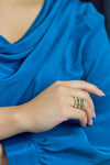 1.56 Carats Total Round & Princess Cut Diamond Fashion Ring in Two-Tone Gold