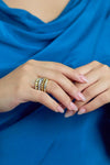 1.56 Carats Total Round & Princess Cut Diamond Fashion Ring in Two-Tone Gold