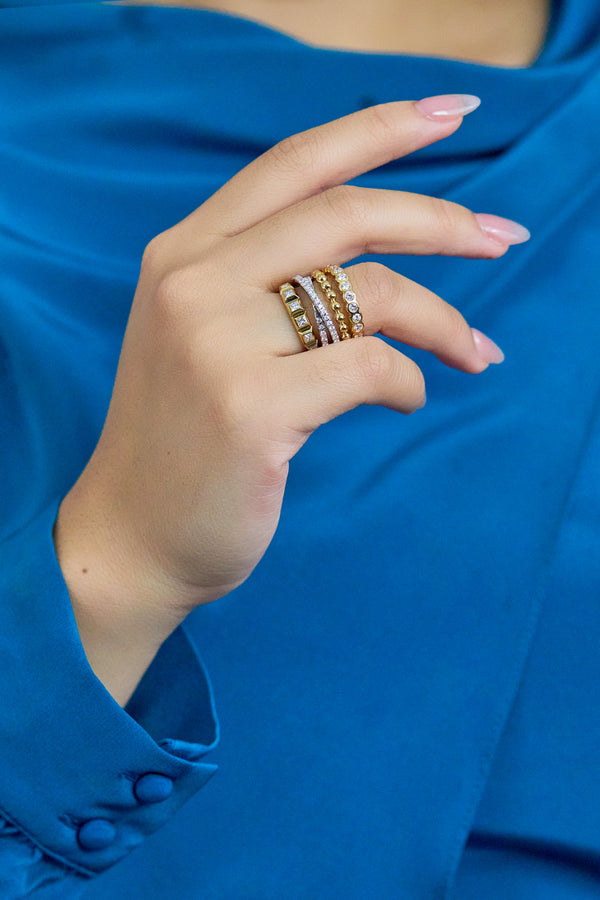 1.56 Carats Total Round & Princess Cut Diamond Fashion Ring in Two-Tone Gold
