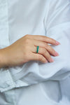 1.23 Carats Oval Cut Emerald & Diamond Halo Fashion Ring in White Gold