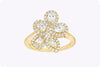 0.90 Carat Total Mixed-Cut Diamond Floral Fashion Ring in Yellow Gold