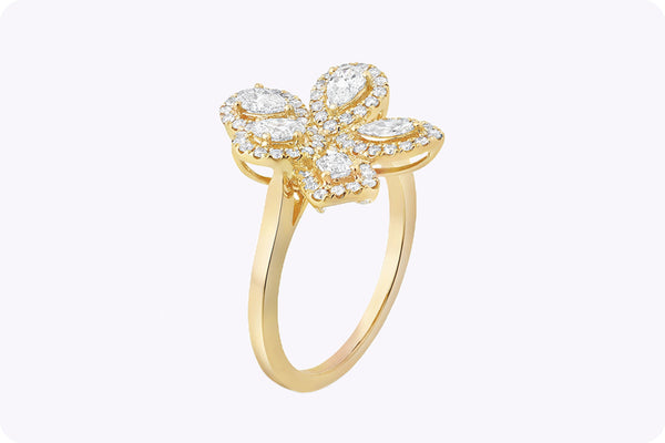 Mixed Cut Diamond Floral Fashion Ring