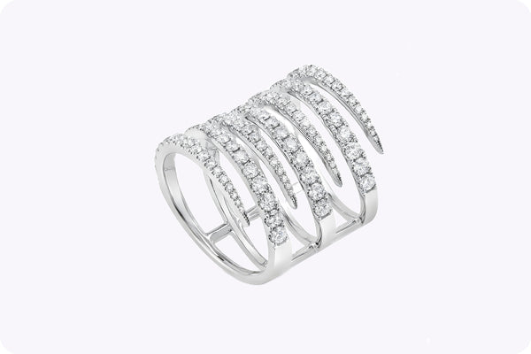 1.75 Carat Triple-Swirl Diamond Fashion Ring in White Gold
