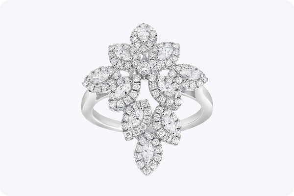 0.92 Carat Floral Diamond Fashion Ring in White Gold