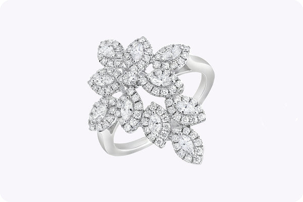 Elegant 0.92 carat floral diamond fashion ring in white gold by Roman Malakov