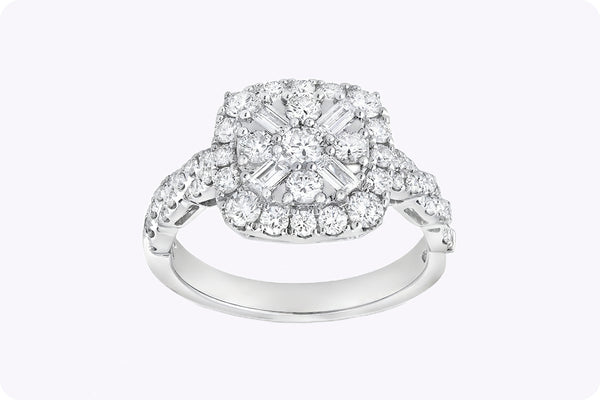 1.15 Carat Mixed-Cut Diamond Fashion Ring in White Gold