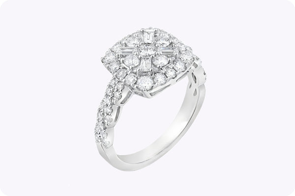 Mixed-Cut Diamond Fashion Ring in White Gold