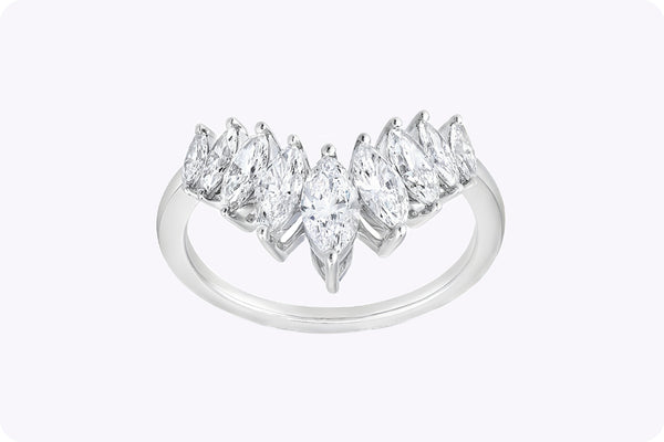 1.26 Carat Marquise Diamond V-Shaped Fashion Ring in White Gold