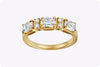 1.33 Carats Total Three-Stone Antique Cushion-Cut Diamond Wedding Band in Yellow Gold