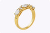 1.33 Carats Total Three-Stone Antique Cushion-Cut Diamond Wedding Band in Yellow Gold