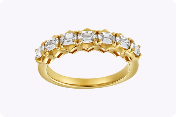 Seven-Stone Antique Cushion Cut Diamond Band in Yellow Gold