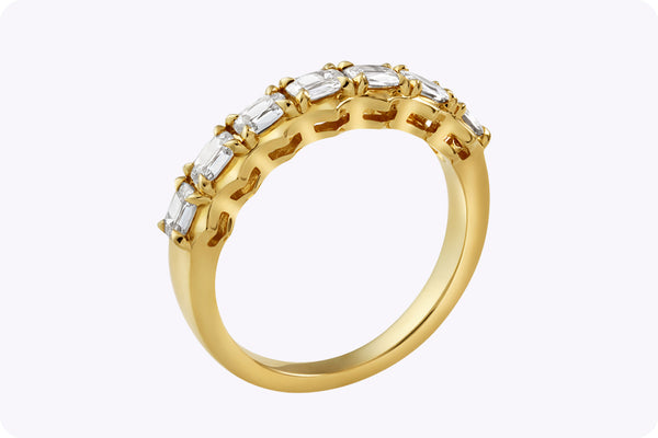 Seven-Stone Antique Cushion Cut Diamond Band in Yellow Gold