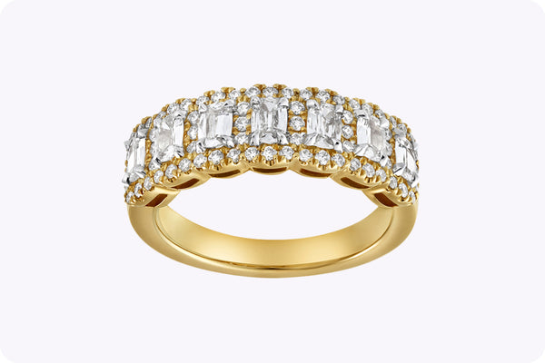 0.98 Carat Total Antique Cushion-Cut Diamond Seven-Stone Wedding Band in Yellow Gold