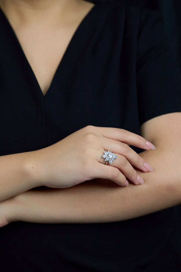 Diamond Floral Cluster Ring