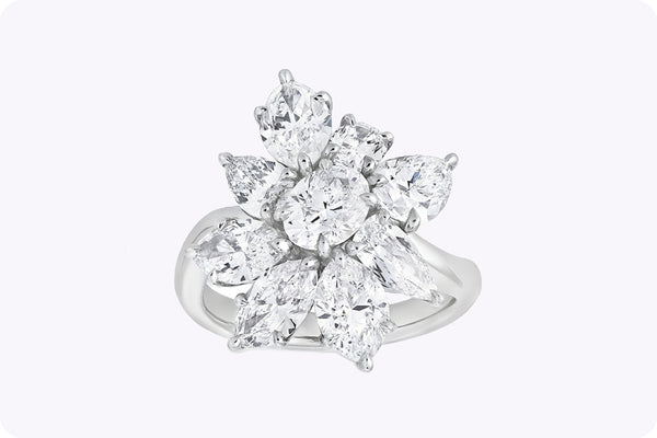 Mixed-Cut Diamond Floral Cluster Ring