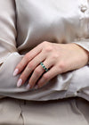 4.45 Carats Total Alternating Emerald-Cut Emerald and Diamond Wedding Band in Platinum
