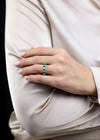 4.45 Carats Total Alternating Emerald-Cut Emerald and Diamond Wedding Band in Platinum