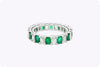 4.45 Carats Total Alternating Emerald-Cut Emerald and Diamond Wedding Band in Platinum