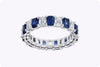5.14 Carats Total Alternating Emerald-Cut Sapphire and Diamond Wedding Band in Platinum
