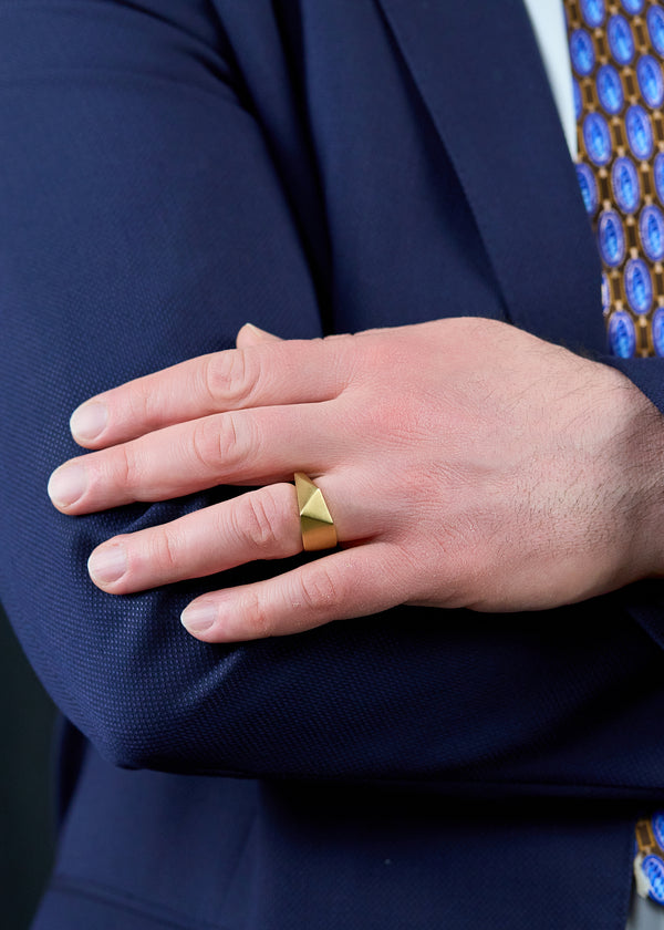 17.93 Gram Tri-Cut Men's Ring in 18k Yellow Gold