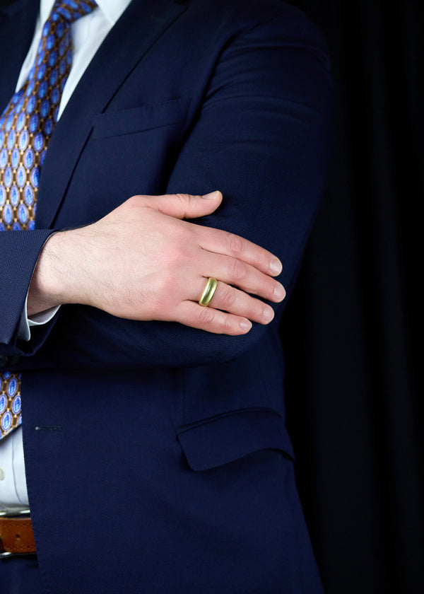 26.28 Gram Solid Dome Men's Ring in 18k Yellow Gold