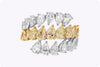4.01 Carats Total Pear-Shaped Diamond Three-Row Fashion Ring in Two-Tone Gold