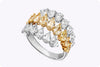 4.01 Carats Total Pear-Shaped Diamond Three-Row Fashion Ring in Two-Tone Gold