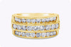 2.05 Carat Total Round Diamond Three Row Wedding Band Ring in Yellow Gold