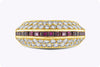 2.04 Carat Total Round Diamond & Square Cut Ruby Fashion Ring in Yellow Gold