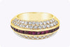 2.04 Carat Total Round Diamond & Square Cut Ruby Fashion Ring in Yellow Gold