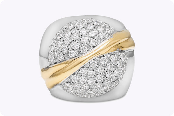 3.06 Carats Total Round Brilliant Cut Diamond Fashion Ring in Two-Tone Gold