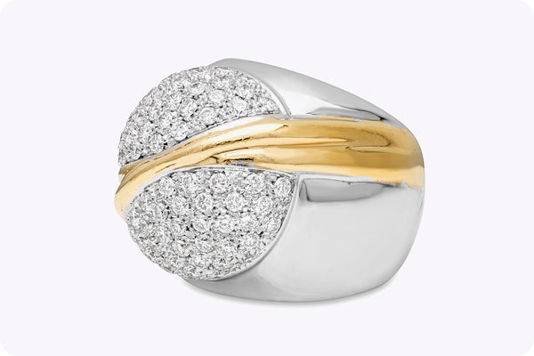 3.06 Carats Total Round Brilliant Cut Diamond Fashion Ring in Two-Tone Gold