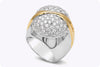 3.06 Carats Total Brilliant Round Cut Diamond Fashion Ring in Two Tone Gold