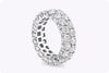 6.75 Carat Total Round Diamond Two-Row Eternity Wedding Band Ring in White Gold