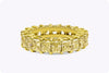 7.06 Carats Total Fancy Yellow Radiant Cut Diamond Eternity Wedding Band in Yellow Gold