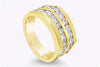 2.05 Carats Total Round Diamond Double-Row Men's Wedding Band in Yellow Gold