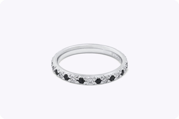 0.45 Carat Alternating White & Black Diamond Eternity Wedding Band in Platinum