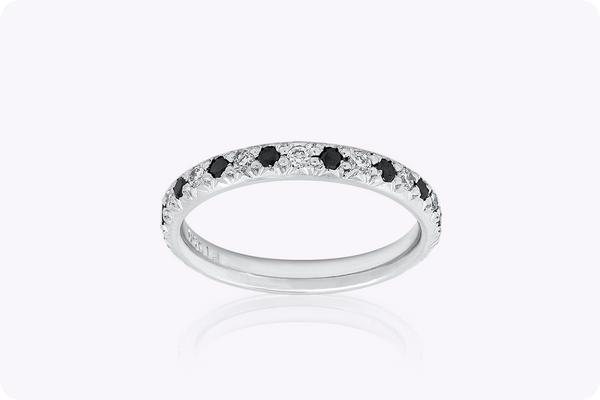 0.45 Carat Alternating White & Black Diamond Eternity Wedding Band in Platinum