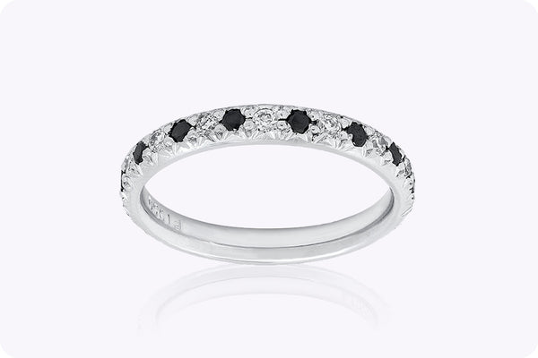 0.45 Carat Alternating White & Black Diamond Eternity Wedding Band in Platinum