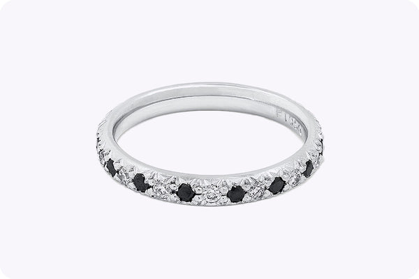 0.45 Carat Alternating White & Black Diamond Eternity Wedding Band in Platinum