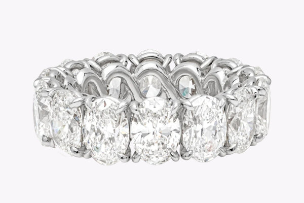 GIA Certified 10.25 Carats Total Oval Cut Diamond Eternity Wedding Band in Platinum