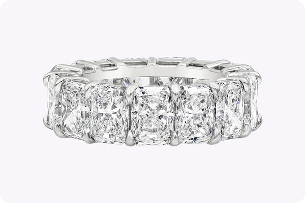 GIA Certified 11.39 Carats Total Radiant Cut Diamond Eternity Wedding Band Ring in Platinum