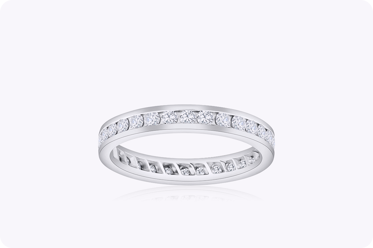 0.98 Carat Total Channel-Set Round Diamond Eternity Wedding Band in White Gold