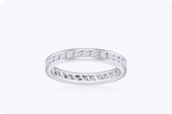 0.98 Carat Total Channel-Set Round Diamond Eternity Wedding Band in White Gold