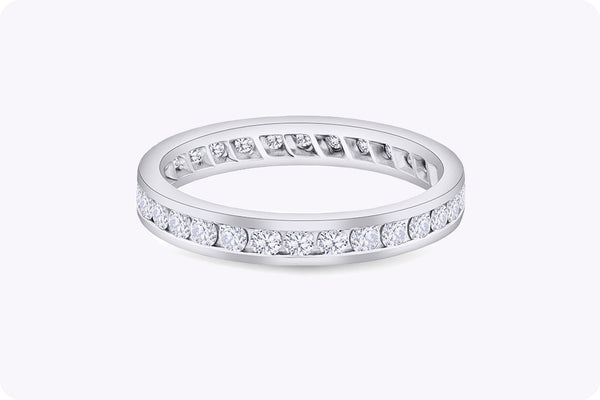 0.98 Carat Total Channel-Set Round Diamond Eternity Wedding Band in White Gold