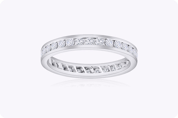 0.98 Carat Total Channel-Set Round Diamond Eternity Wedding Band in White Gold