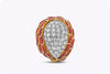 1.40 Carats Total Diamond Dome Cocktail Ring with Red Enamel in Yellow Gold