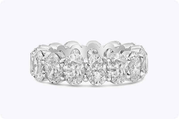 7.91 Carat Total Oval Cut Diamond Eternity Wedding Band in Platinum