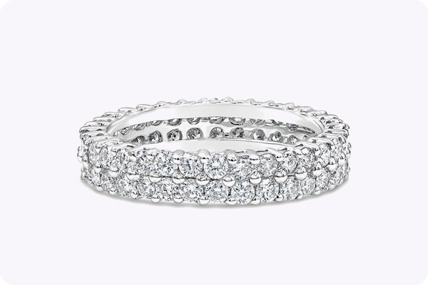 1.78 Carats Brilliant Round Diamond Double Row Eternity Wedding Band in White Gold